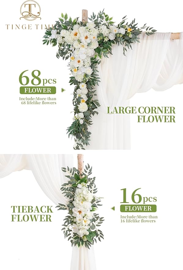 TINGE TIME Artificial Arch Flowers Kit Pack of 5, Wedding Decorations for Reception with Hanging Flowers, Wedding Arch Silk Floral Arrangements Ceremony Backdrop Bridal Shower Outdoor Party Decor
