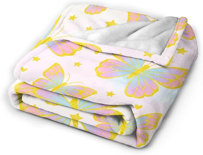 Butterfly Blanket for Women Butterflies Throw Blanket Soft Cozy Fleece Fuzzy Stuffed Plush Flannel Animal Gifts for Girls Kids Adults 60"X80"
