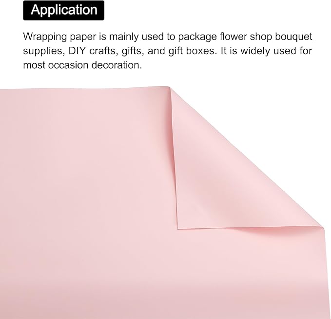 MECCANIXITY Pearlescent Film Flower Wrapping Paper 22.8x22.8 Inch Waterproof for DIY Crafts, Gift/Gift Box Packaging Cherry Pink Pack of 10