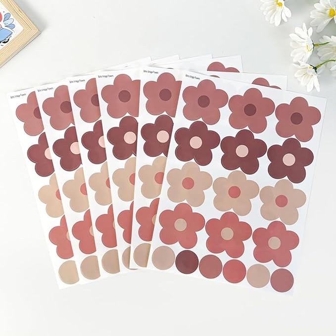 Daisy Flowers Wall Stickers – 180 Pcs Peel & Stick Removable Waterproof Vinyl Floral Wall Art Decals for Bedroom, Nursery & Aesthetic Spaces | A Simple Peel Brings Cozy Boho Warmth (Retro Style)