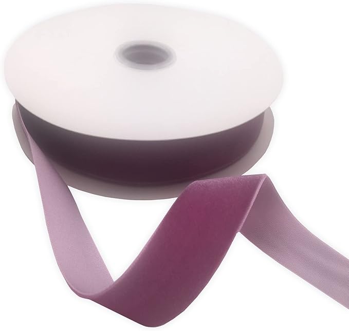 Nylon Velvet Ribbon Single Faced,1 Inch X 25Yards Spool (Purple)