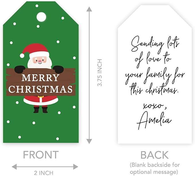 Andaz Press Christmas Holiday Season Classic Gift Tags, Merry Christmas to from Favor Tags, Santa Claus Holding Merry Christmas Sign Design, for Holiday Events, Parties, and Favors, 60-Pack