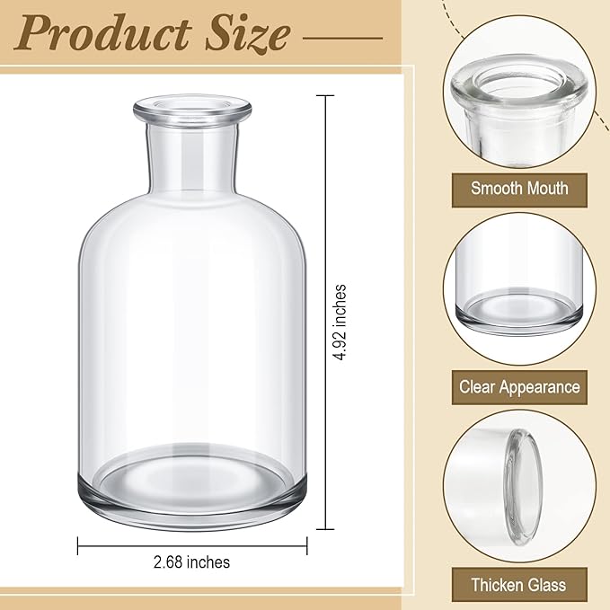 Lallisa 30 Pcs 4.9 Inches Small Glass Bud Vases Bulk Mini Flower Vases for Centerpieces Decorative Glass Bottles Vintage Rustic Decoration for Wedding Dining Table Home Decor