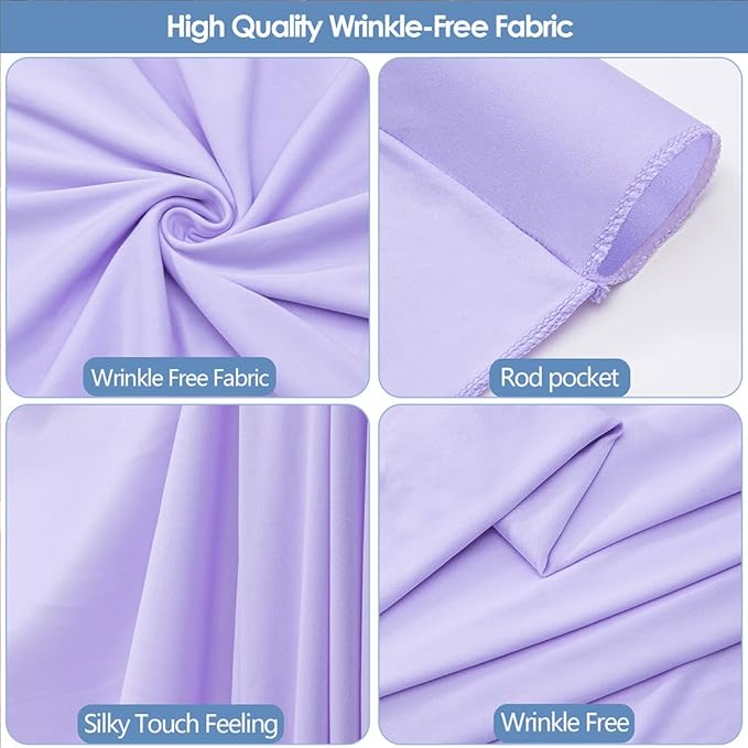 10x10ft Wrinkle Free Lavender Backdrop Curtain for Parties Soft Fabric Drapes Wedding Curtain Backdrop for Birthday Party Decorations Background for Photography 5x10ft,2 Panels