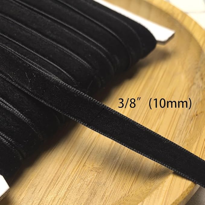 Chenkou Craft Black 25 Yards 3/8" Velvet Ribbon Lots Bulk (Black, 3/8"(10mm))