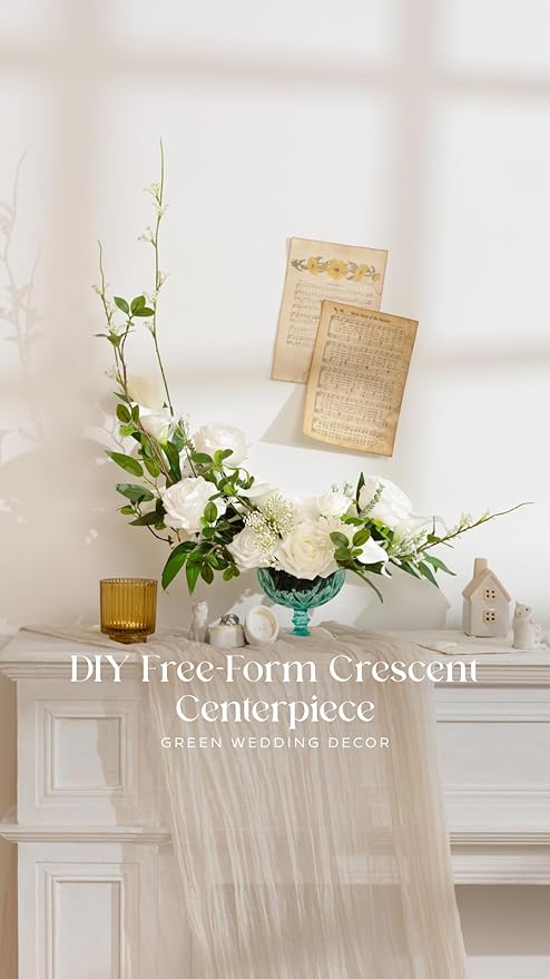 Ling's moment Flowers 16pcs White Blooming Peonies Artificial Flowers with Stem, Artificial Peony Flowers for DIY Wedding Decorations Centerpieces Bouquets Boutonnieres
