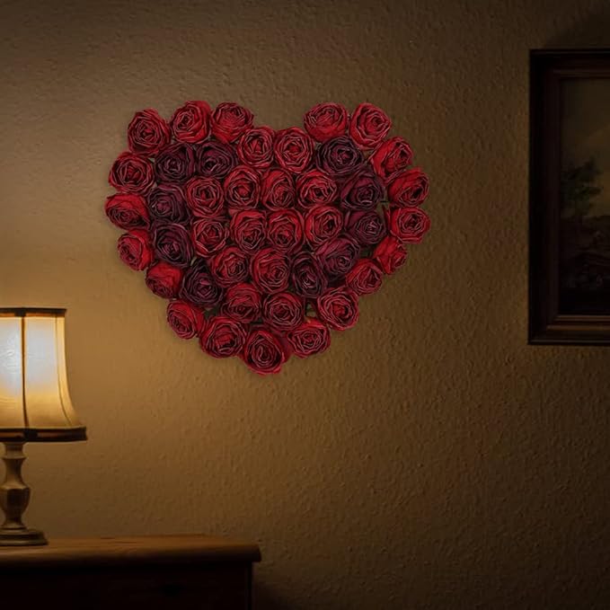 IPOPU Red Roses Artificial Flowers 25pcs Dark Red Silk Bulk Flower Heads Vingtage Dried Fake Flowers Artificial for Decoration Bridal Bouquets for Wedding Centerpiece Flower Wall Decor (Dark Red)