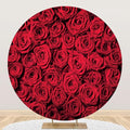 Renaiss 4x4ft Red Rose Round Backdrop Covers for Photoshoot Girls Women Portrait Crimson Flowers Flowerbed Photography Background Wedding Bridal Baby Shower Birthday Party Decor Photo Booth Prop