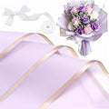 Jutieuo 20 Sheets Purple Flower Wrapping Paper, Waterproof Floral Wrap Gold Edge Bouquet Wrapping Paper Florist Supplies (22.8 x 22.8 inch)