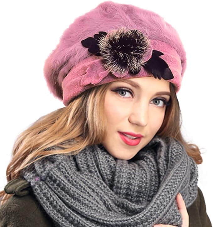 VECRY Women's 100% Wool Bucket Hat Felt Cloche Beret Dress Winter Beanie Hats