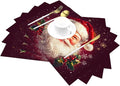 PVC Placemats Set of 4 Wipeable Table Mats Washable Heat Resistant Non Slip Vinyl Dining Table Mat for Kitchen Indoor Outdoor Patio Farmhouse Place Mats Santa Claus Red Xmas Decorative