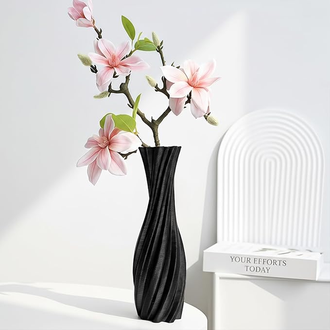 Black Ceramic Decorative Vase, Nordic Modern Irregular Shape Flower Vase for Home Decor, Simple Artistic Centerpiece for Dining Table or Coffee Table