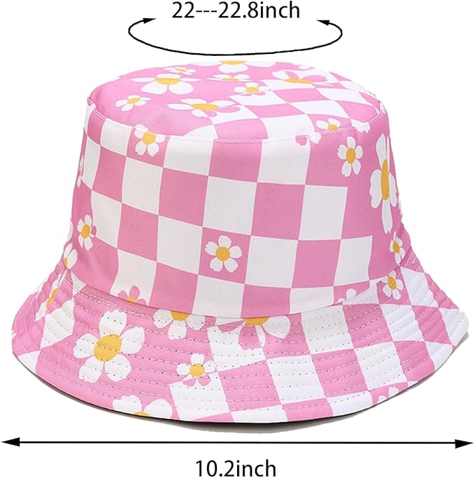 Bucket Hat for Women Men, Cotton Reversible Double Side Wear Sun Hats Beach Fisherman Hat