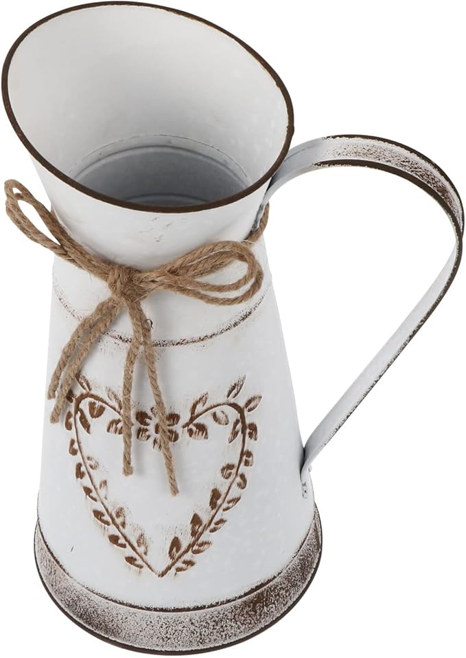 BESTonZON Vintage Style Metal Heart-Shaped Flower Vase Decorative Iron Flower Pot for Tabletop Arrangements for Home Office Weddings and Special Occasions