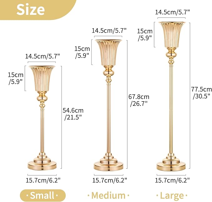 NUPTIO Centerpiece Vase Gold Wedding: 2 Pcs 21.5" Tall Metal Trumpet Vases for Table Decorations Gold Flower Stand for Party