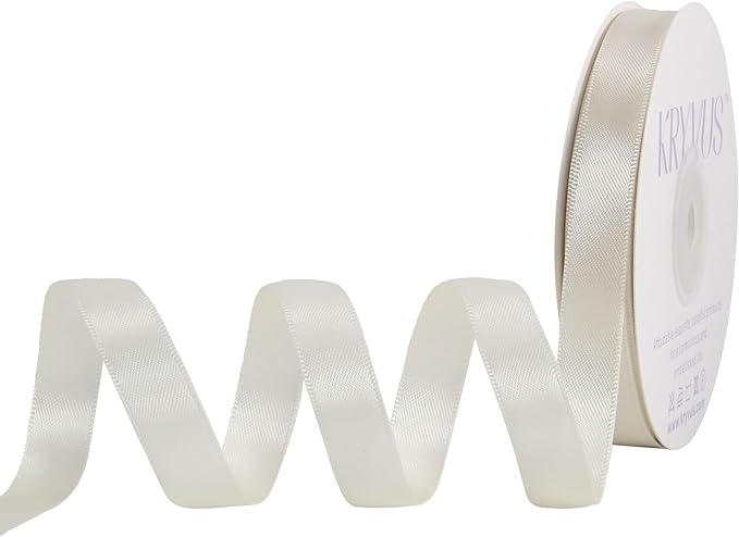 Antique White Satin Ribbon, Double Faced 1/2 Inch X 25 Yards Antique White Ribbon, Premium Satin Ribbon for Gift Wrapping, Crafts, Hair Bow Making, Sewing, Flower Bouquet, Wedding Party Decor