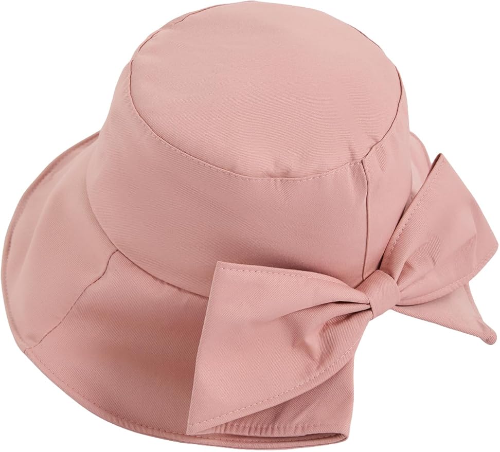 Verdusa Women's Bow Knot Wide Brim Bucket Hats Summer Outdoor Sun Hat
