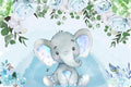 AOFOTO Sweet Flowers Baby Elephant Backdrop Light Blue 10x7ft Boy Gender Reveal Party Decoration Floral Baby Shower Photo Shoot Background for Photography Kid Child Birthday Photo Studio Props Vinyl