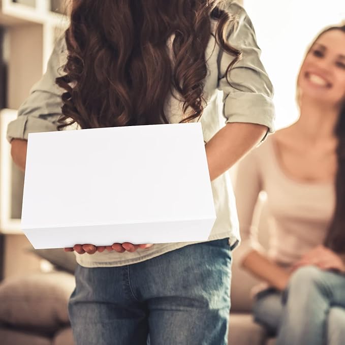 White Gift Box with Magnetic Closure Lid 10" X 6" X 3" Gift Boxe for Presents,Luxury for Gift Packaging, Bridesmaid Gifts Boxes,Birthday Gift Box