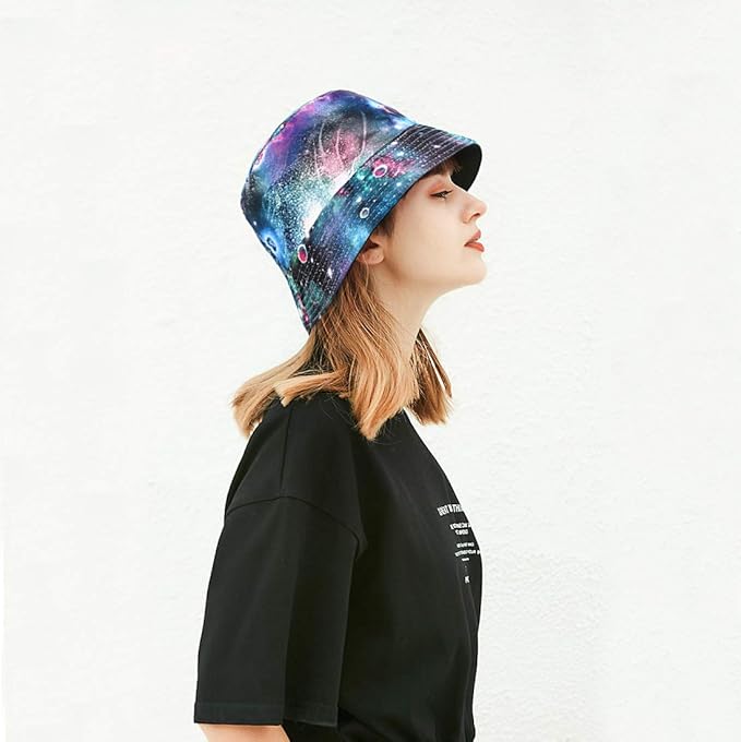 Malaxlx Unisex Bucket Hat Beach Sun Hat Aesthetic Fishing Hat for Men Women Teens, Reversible Double-Side-Wear