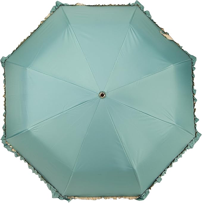 LCY Floral Edge Compact Umbrella Folding Anti-UV Parasol with Hook Handle Sunproof Rainproof & Windproof Umbrella
