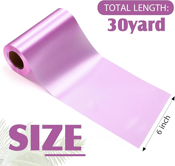 Syhood Outdoor Leaf Ribbon Floral Satin Ribbon for Crafts Aspidistra Waterproof Holiday Outdoor Decoration(6 Inch X 30 Yards,Purple)