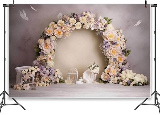 Leowefowa Wedding Flower Wall Backdrop Retro Arch Pink Floral Wall Backdrop Background for Wedding Anniversary Birthday Party Decorations Banner Studio Props 18x7ft Vinyl