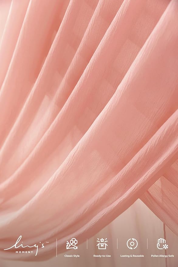 Ling's moment Pink Backdrop Curtains, 10Ft x 23Ft Red Clay Long Sheer Wrinkle-Free Background Backdrop Curtain&Table Cloth for Birthday Party Wedding Baby Shower Photo Booth Decor