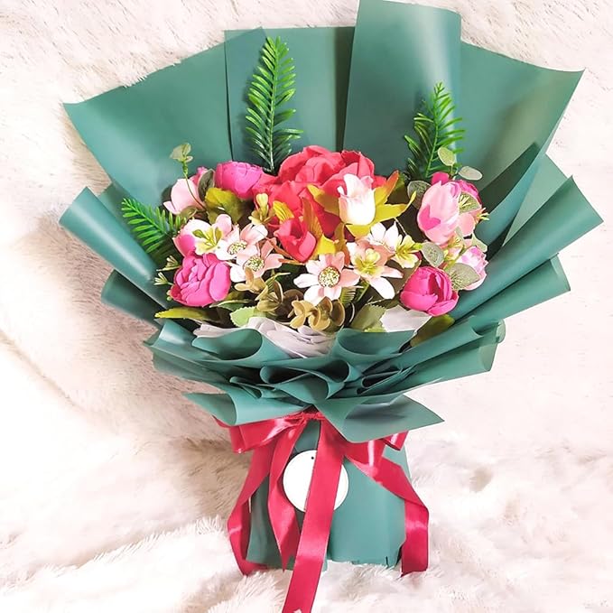 WRAPAHOLIC 20 Sheets Flower Wrapping Paper - 22.4 x 22.4 inch Pure Green Water-Resistant Floral Bouquet Wrapping Paper, Florist Supplies Packaging for Wedding Birthday Gift DIY