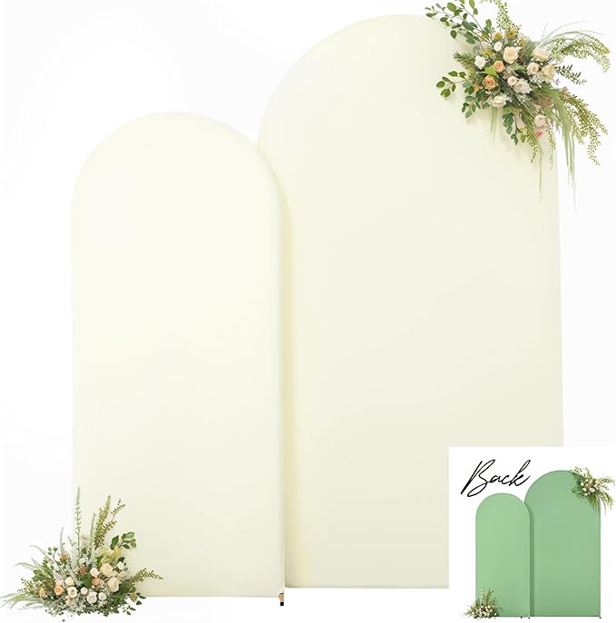Beige Green Arch Backdrop Cover Set of 2 Spandex Arch Covers 7.2 and 6ft Wedding Birthday Party Arch Covers Stretchy Backdrop Bridal Baby Shower Biege Lavender Arch Stand Cover