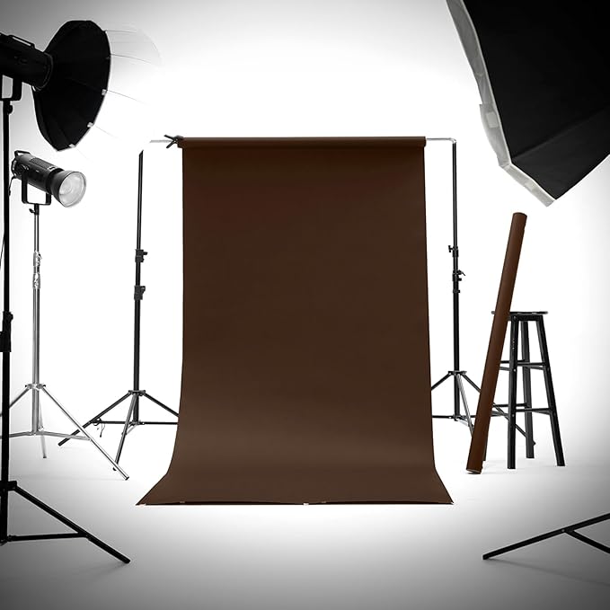 Kate Seamless Paper Backdrop Brown Paper Backdrop Seamless Backdrop Paper Rolls (53''x32.8' Coco Brown)