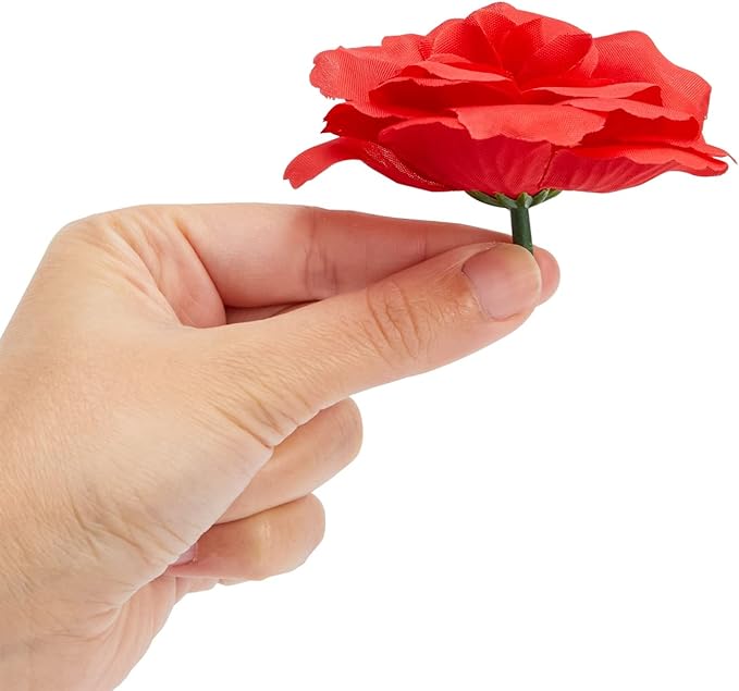 Bright Creations Red Flowers for Centerpieces - 50 Count, 3-Inch Stemless Silk Flower Heads, Red - Bulk Faux & Artificial Roses for Decoration - DIY Crafts & Wedding Decor
