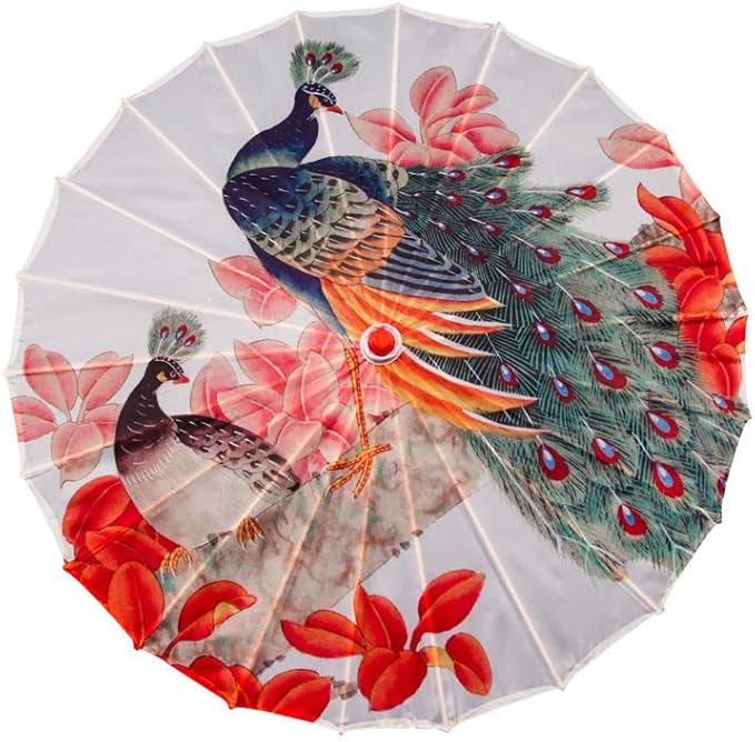 Parasol Chinese Style Classical Oil Paper Umbrella Rainproof Umbrella, Parasol Pendent Floral Mulitcolor Paper and Bamboo Painted Paper Parasol