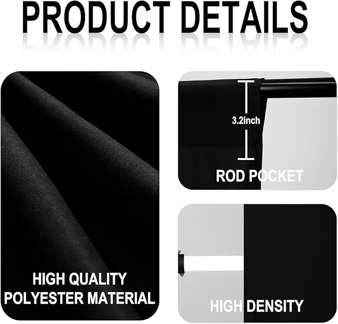 GFCC Black Backdrop - 5FTX7FT Black Photo Backdrop for Photoshoot Background for Photography Screen Video Recording Picture Background