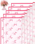 Liobelon 20 Sheets Flower Wrapping Paper Waterproof Bouquet Paper Bow Pattern Rose Pink Gift Wrapping Paper for Flower Shop, Wedding, Birthday Party, Handmade DIY, Anniversary 22.8 x 22.8Inch