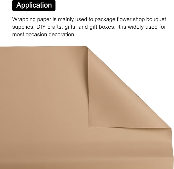 MECCANIXITY Pearlescent Film Flower Wrapping Paper 22.8x22.8 Inch Waterproof for DIY Crafts, Gift/Gift Box Packaging Coffee Color Pack of 10
