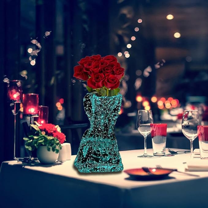 Handmade Luminous Glass Flower Vases,Irregular Shaped Flower Vase,Glass Cylinder Bud Vases,Transparent,7.3 Inches,1 Piece
