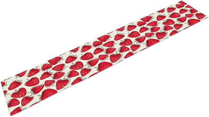 Strawberry Table Runner, Spring Summer Fruit Birthday Party Decorations Dining Room Home Kitchen Table Decor 13 x 36Inches