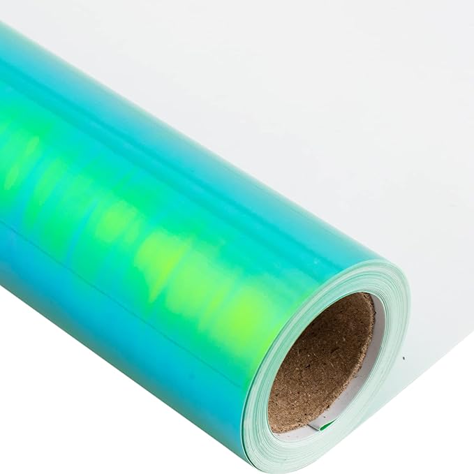 LeZakaa Green Wrapping Paper Roll - Holographic Iridescent Wrapping Paper for Birthday, Valentine's, Mother's Day, Holiday - 17 inches x 32.8 Feet (47.23 sq.ft.)