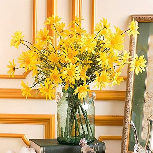 10pcs Artificial Daisy Flowers Flower Arrangements for Home Hotel Office Wedding Party Garden Craft Art Decor Each Approx 21" High No Vase Yellow