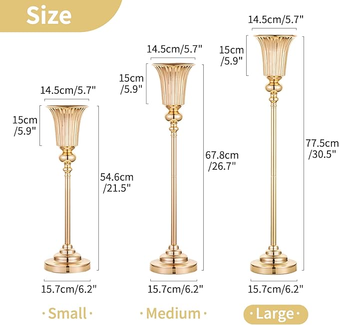 NUPTIO Centerpiece Vase Tall Gold: 2 Pcs 30.5" Wedding Flower Stand for Table Metal Trumpet Vase for Party Decorations
