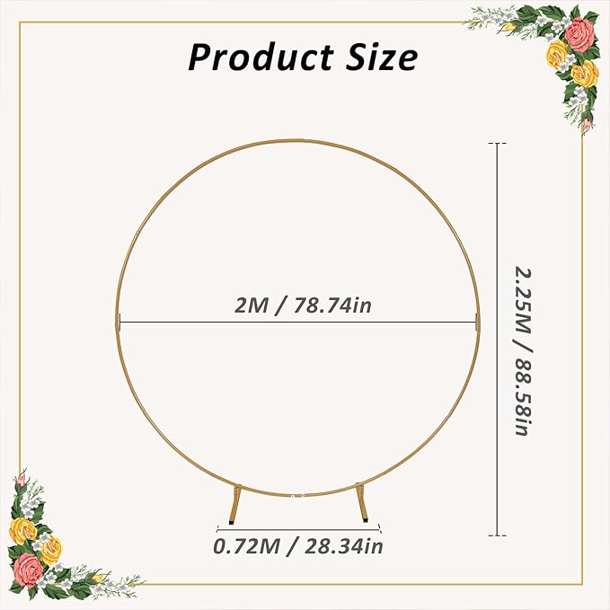6.6 Ft Round Balloon Arch Stand Kit Wedding Arches For Ceremony Circle Backdrop Stand For Parties Wedding Birthday Decoration With Two Water Bags