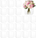 24 Pack Acrylic Vases, 4 Inch Clear Cube Acrylic Vase Bulk Small Square Plastic Flower Vase Container Unbreakable Plastic Vases for Centerpiece Home Table Wedding