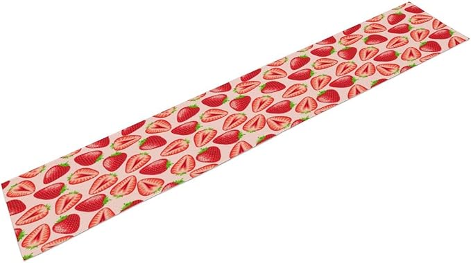 Strawberry Table Runner, Spring Summer Fruit Birthday Party Decorations Dining Room Home Kitchen Table Decor 13 x 108In