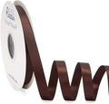 Ribbli Coffee Brown Satin Ribbon Double Faced Satin 1/2 inch x Continuous 50 Yards-Brown Ribbon for Gift Wrapping Crafts Wedding Decoration Bows Bouquet Floral Arrangement