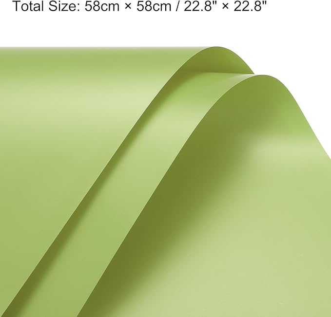 MECCANIXITY Pearlescent Film Flower Wrapping Paper 22.8x22.8 Inch Waterproof for DIY Crafts, Gift/Gift Box Packaging Tea Green Pack of 20