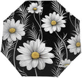 Daisy Flower Print Folding Umbrella Lightweight Travel Umbrella, Compact UV Protection Parasol, Windproof Waterproof Portable Sun & Rain Umbrella for Women Men