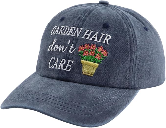 OASCUVER Garden Hair Don’t Care Hats for Women Mom, Adjustable Wash Cotton Embroidered Gardening Baseball Cap