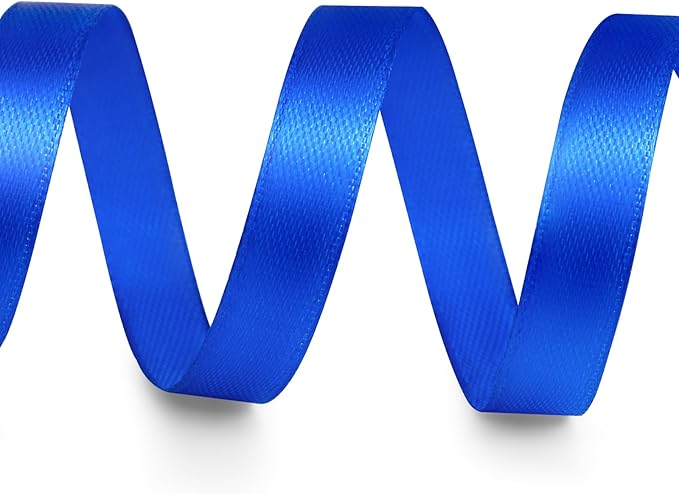3/8" x 50 Yards Satin Ribbon - Royal Blue Silk Ribbon with Spool - Ideal for Gift Wrapping, Floral Bouquets, Crafts, Wedding Party Decorations, Christmas and Sewing Projects