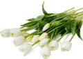 15Pcs Fake Tulips Artificial Flowers Real Touch Latex Bouquet Faux Tulips for Centerpiece Arrangements Wedding Party Home Décor (White)